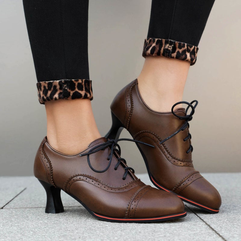 Source 2024 New Heel Burning Flower 40-48 Plus Size Front Lace Solid Color Joker Shoes Women - Image 4
