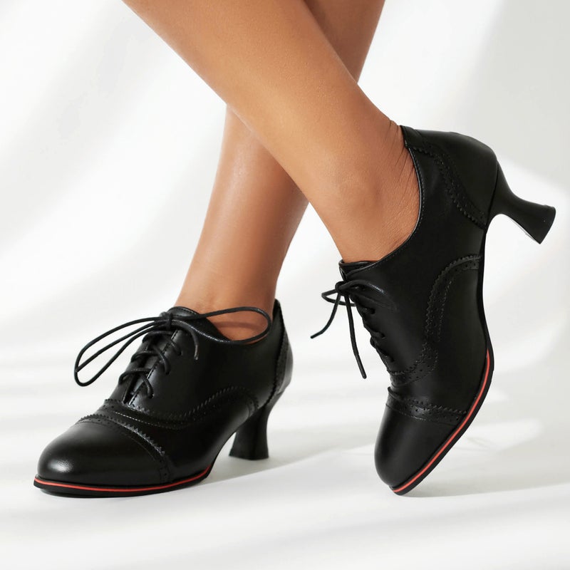 Source 2024 New Heel Burning Flower 40-48 Plus Size Front Lace Solid Color Joker Shoes Women - Image 3