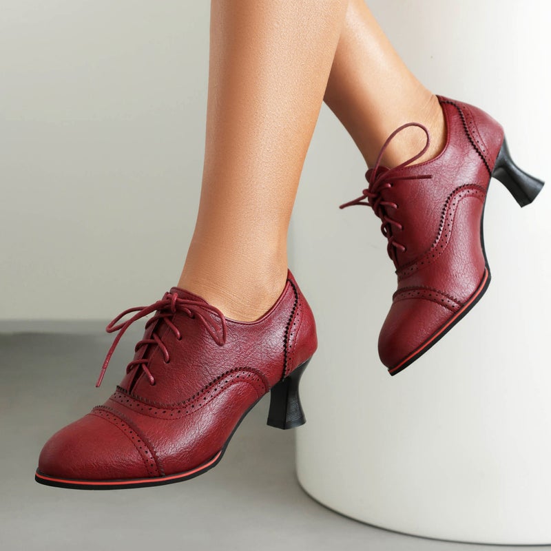 Source 2024 New Heel Burning Flower 40-48 Plus Size Front Lace Solid Color Joker Shoes Women - Image 5