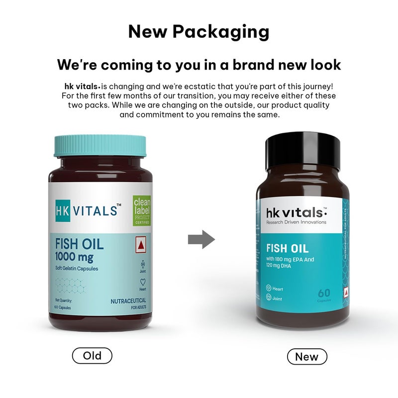 hk vitals Fish Oil For Men And Women (60 Capsules) | 1000mg - Image 2