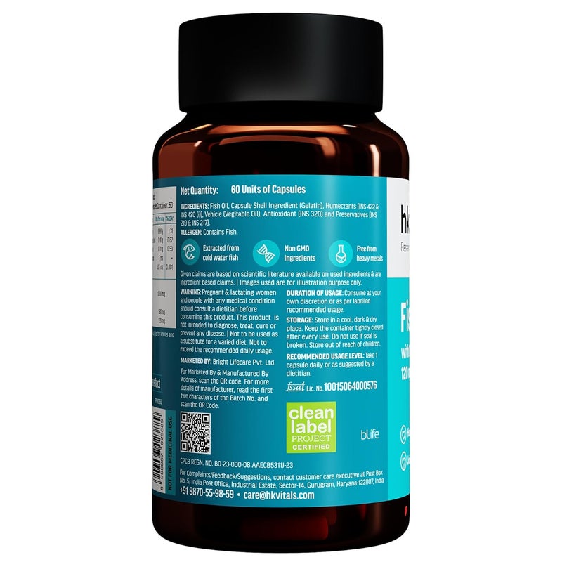 hk vitals Fish Oil For Men And Women (60 Capsules) | 1000mg - Image 3