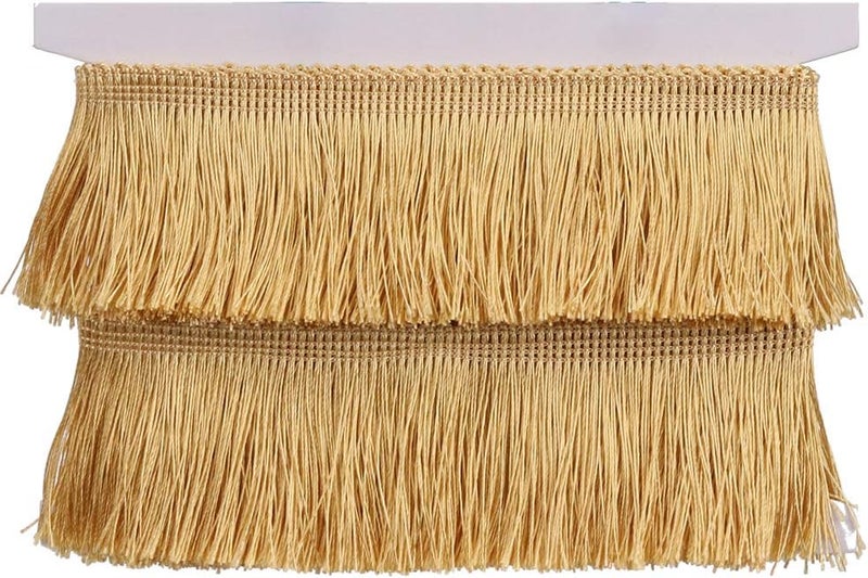 None/Brand Fringe Trim Tassel Lace 2.5Inch Width 5 Yards Long for Clothes Accessories Latin Wedding Dress and DIY Lamp Shade Decoration (Gold, 2.5Inch) - Image 1