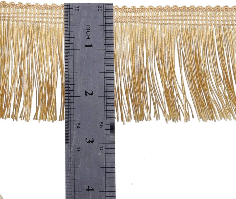 None/Brand Fringe Trim Tassel Lace 2.5Inch Width 5 Yards Long for Clothes Accessories Latin Wedding Dress and DIY Lamp Shade Decoration (Gold, 2.5Inch) - Image 4