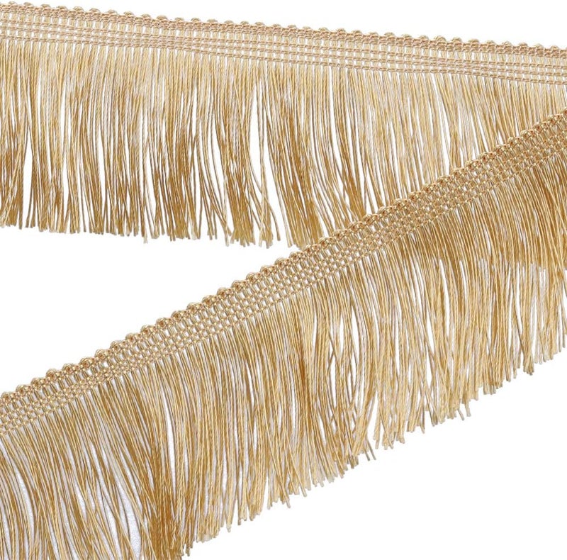None/Brand Fringe Trim Tassel Lace 2.5Inch Width 5 Yards Long for Clothes Accessories Latin Wedding Dress and DIY Lamp Shade Decoration (Gold, 2.5Inch) - Image 5