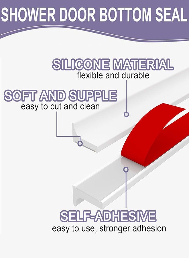Shower Tray Sealing Strip, 2m/79inch Shower Water Blocking Strips, Silicone Bath Sink Edging Edge Seal Trim, Wet Room Threshold Floor Water Barrier for Sink Bath Kitchen Worktop Gap  - Image 3