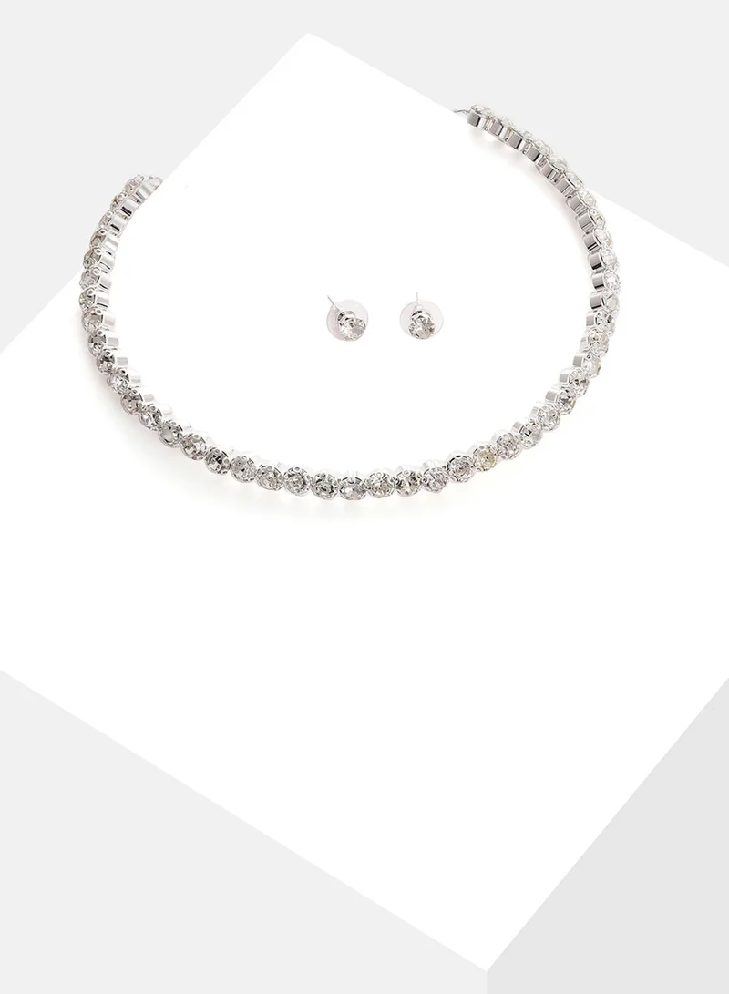 SOHI White Stone-Studded Artificial Jewellery Set