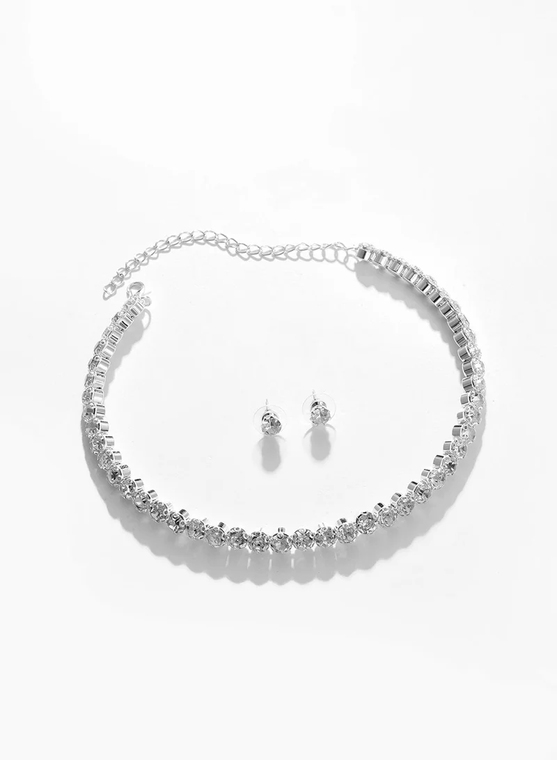 SOHI White Stone-Studded Artificial Jewellery Set