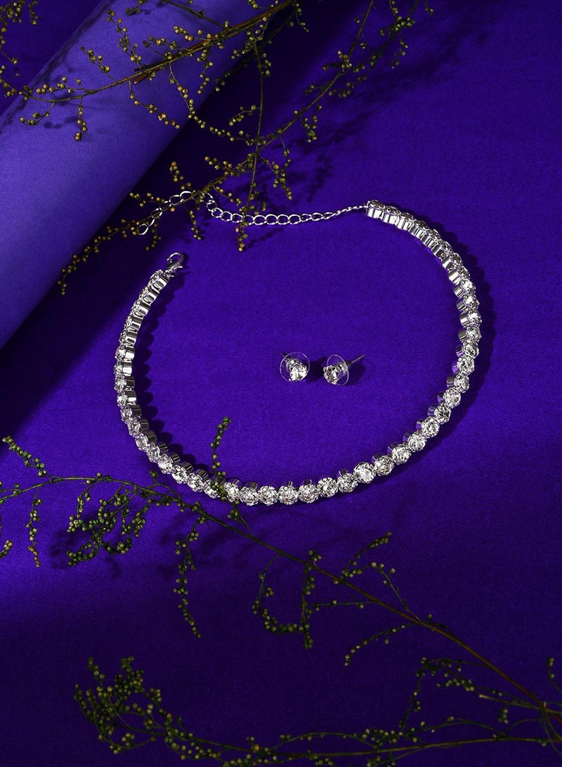 SOHI White Stone-Studded Artificial Jewellery Set - Image 3