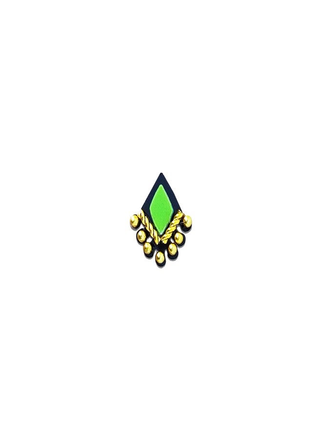 Comet Busters Diamond Shaped Beautiful Multicolor Bindi With Gold Beads (BIN812)(7mm) - Image 2