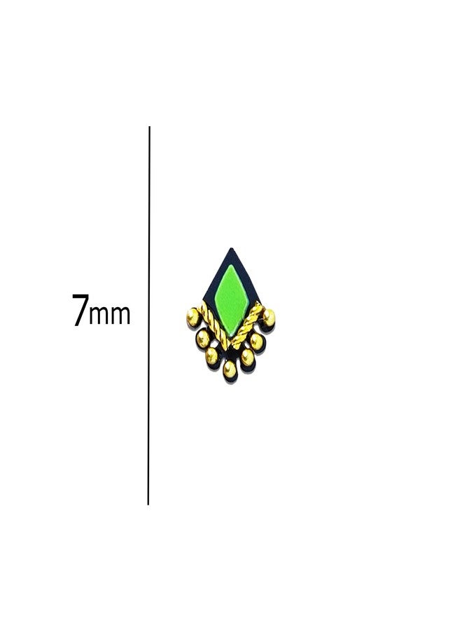Comet Busters Diamond Shaped Beautiful Multicolor Bindi With Gold Beads (BIN812)(7mm) - Image 3