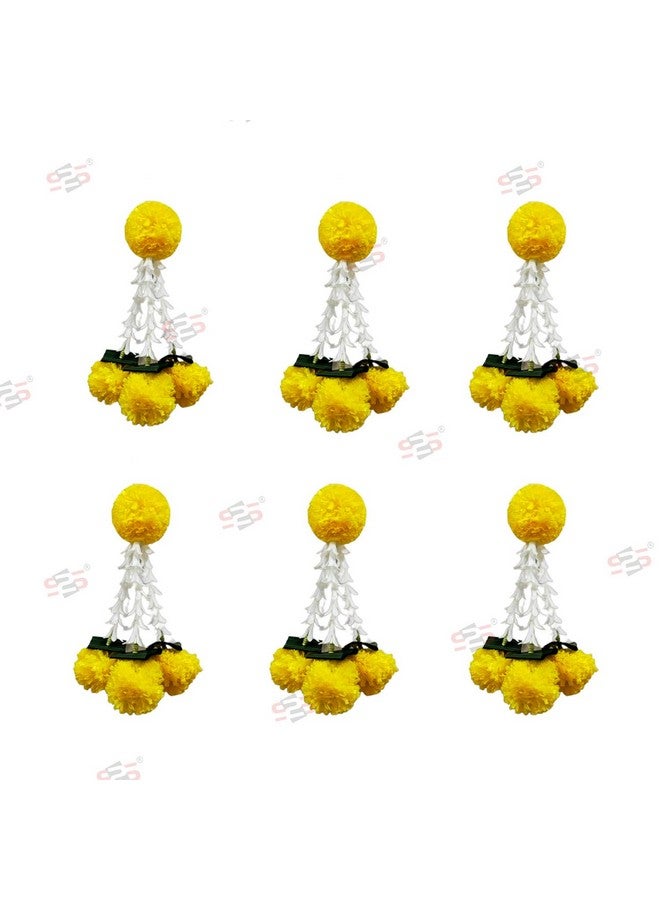 S2S Rajnigandha Lilly Tassel Hangings For Wedding Decoration,Temple Decoration,Stage Decoration,Diwali Haldi/Menhdi I Tassel With Marigold | Easy Simple Backdrop (Pack Of 6 Pcs) (Yellow Flowers) - Image 1