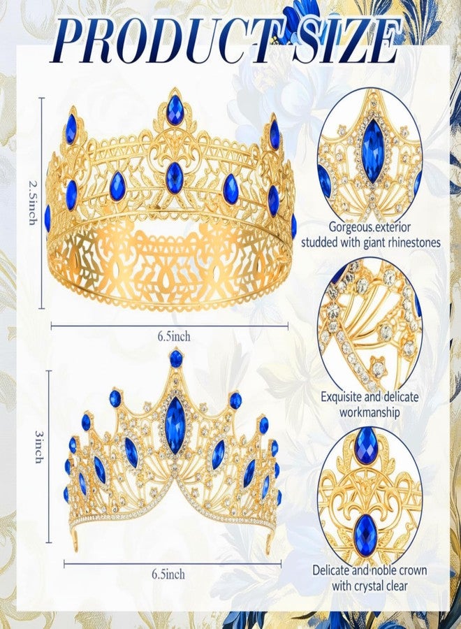 Ferreve 4 Pcs Prom King and Queen Crowns and Sashes Set Graduation Prom King and Queen Tiara Sash for 80's Prom Party Favors(Blue) - Image 2