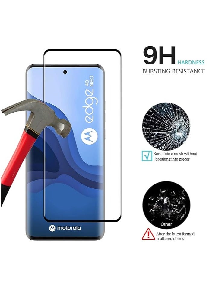 Generic - 2 Pack Full Coverage Tempered Glass Screen Protector for Motorola Edge 40 Neo, Curved [HD Anti-Scratch ] [No-Bubble ] Screen Protector for Motorola Edge 40 Neo - Image 1