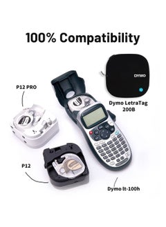 KASTWAVE P12 Label Maker Refills, P12 Tape Compatible with Phomemo P12, P12 PRO Label Maker, Dymo LetraTag 200B LetraTag LT-100H, Label Tape Replacement for DYMO 91331, 1/2 Inch x 13 Feet, Black on White  - Image 4