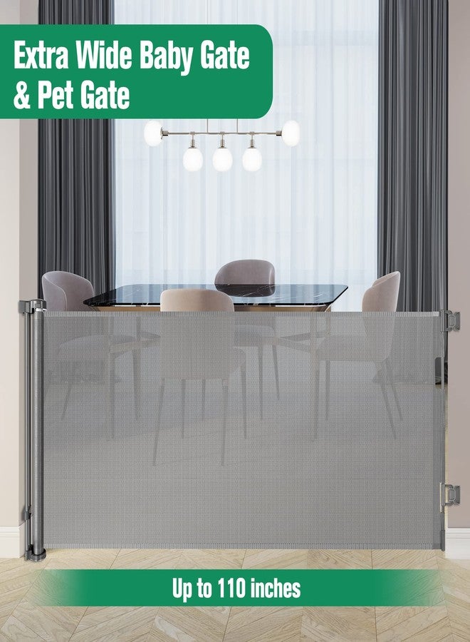 KISKIZ 110 Inch Retractable Baby Gates Extra Wide Baby Gate for Large Openings Indoor Outdoor Retractable Dog Gate for Stairs Extra Long Dog Gate Large Retractable Pet Gate Child Gates for Doorways - Image 3