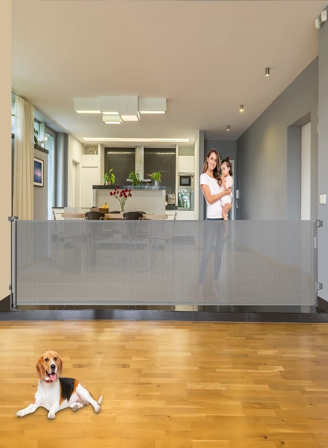 KISKIZ 110 Inch Retractable Baby Gates Extra Wide Baby Gate for Large Openings Indoor Outdoor Retractable Dog Gate for Stairs Extra Long Dog Gate Large Retractable Pet Gate Child Gates for Doorways - Image 1