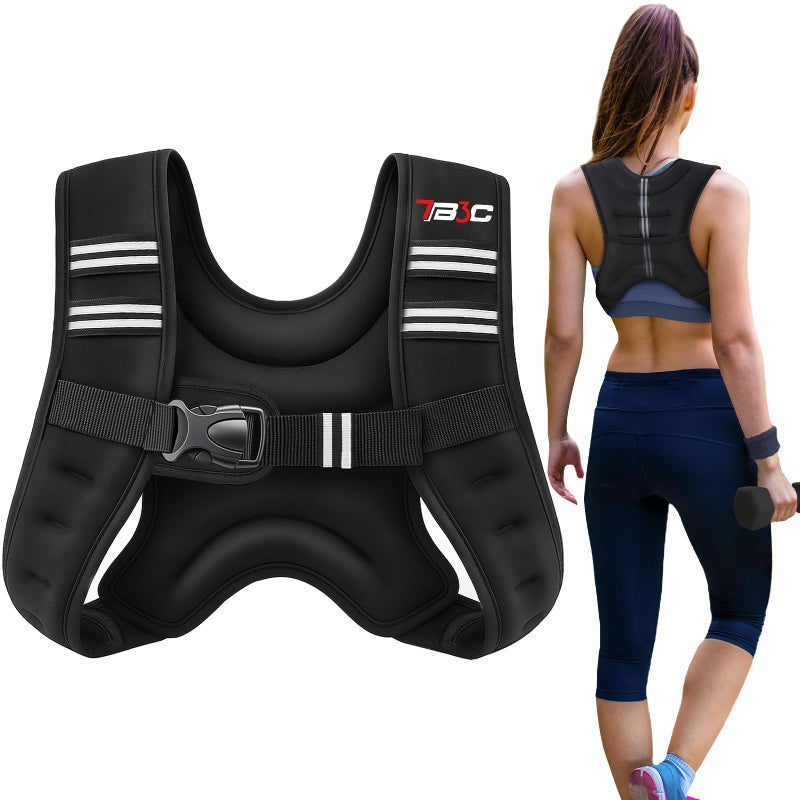 TB3C Weighted Vest Woman, 8 LB Womens Weight Vest for Walking, Strength Training Weight Vests for Men, Reflective Stripe Fitness Vest for Workout Running Jogging - Image 1