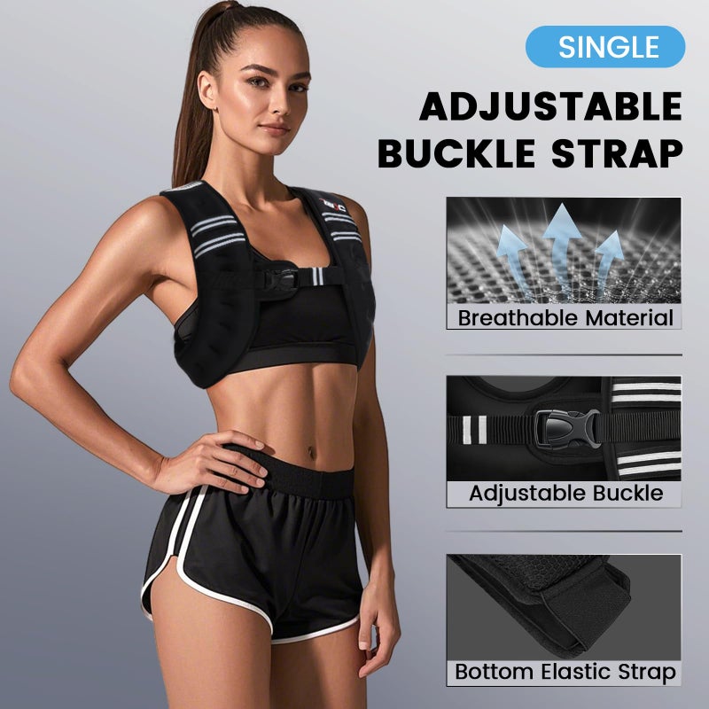TB3C Weighted Vest Woman, 8 LB Womens Weight Vest for Walking, Strength Training Weight Vests for Men, Reflective Stripe Fitness Vest for Workout Running Jogging - Image 3