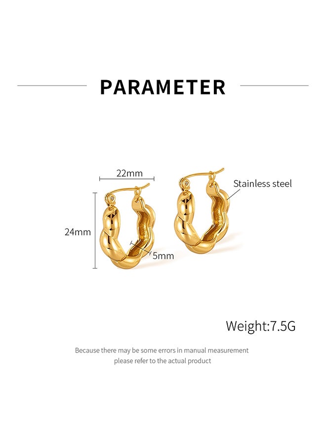 Retro Earrings For Women, Stainless Steel, Personalized And Versatile, High-End Gold-Plated Earrings - Image 2