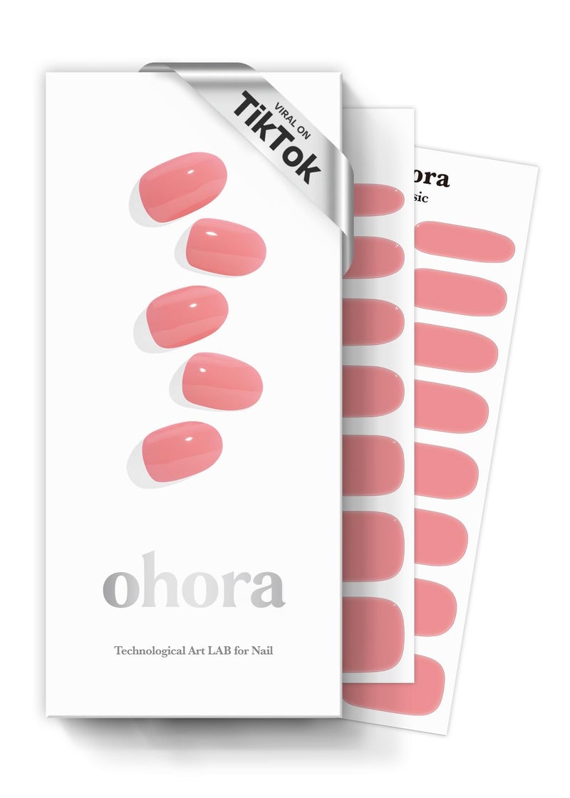ohora Semi Cured Gel Nail Strips N Cream Glow  Pink Solid Works with Any UVLED Lamps SalonQuality Long Lasting Easy to Apply  Remove  Includes 2 Prep Pads Nail File  Wooden Stick