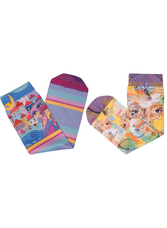 Biggdesign Biggdesign Cats Womens Socks, 2 Pairs Premium Quality Women Crew Bulk Socks  - Image 3