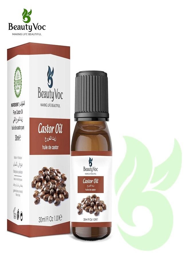 BEAUTY VOC Castor Oil, Extracted from Ricinus communis Seeds, Promotes Hair, Eyebrow, and Lash Nourishment and Skin Health., 30ml  - Image 1