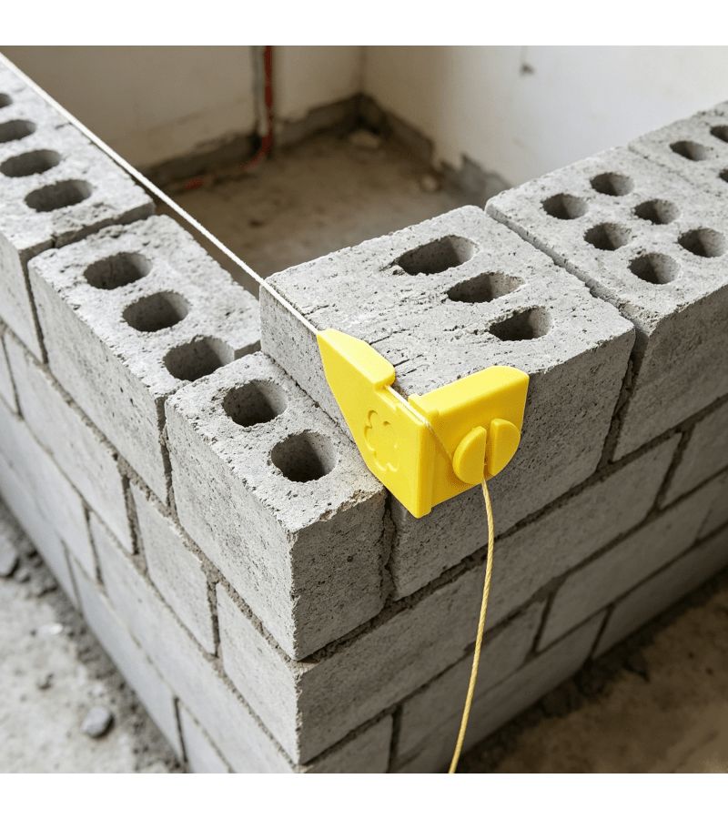 2Pcs Plastic Bricklaying Work Line Anchor Angle Code Yellow Construction Site Line Fixing Device Brick Block Corner Line Clip Bricklaying Auxiliary Tool Gift For Masons And Bricklayers - Image 2