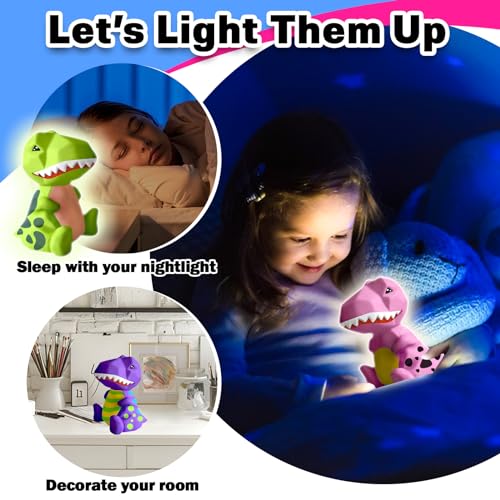 FUNZBO 4.3in Paint Your Own Dinosaur Lamp Kit - Arts and Crafts Supplies Painting Kit for Kids Teens, DIY Night Light Dinosaur Toys for Boys Girls 3 4 5 6 7 8 9 10 11 12 Christmas Birthday Gifts - Image 4