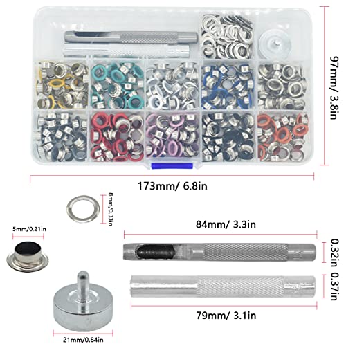 Renashed 3/16 inch Grommets Kit Metal Eyelets 300 Set for Bag Multi-Color Shoes Clothes Crafts, 10 Colors - Image 2