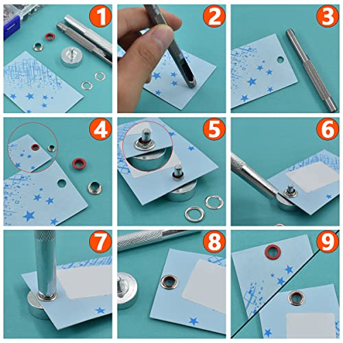 Renashed 3/16 inch Grommets Kit Metal Eyelets 300 Set for Bag Multi-Color Shoes Clothes Crafts, 10 Colors - Image 4