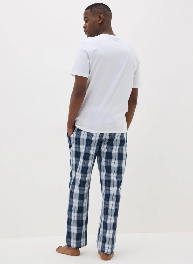 Matalan Navy Woven Check Pyjama Bottoms