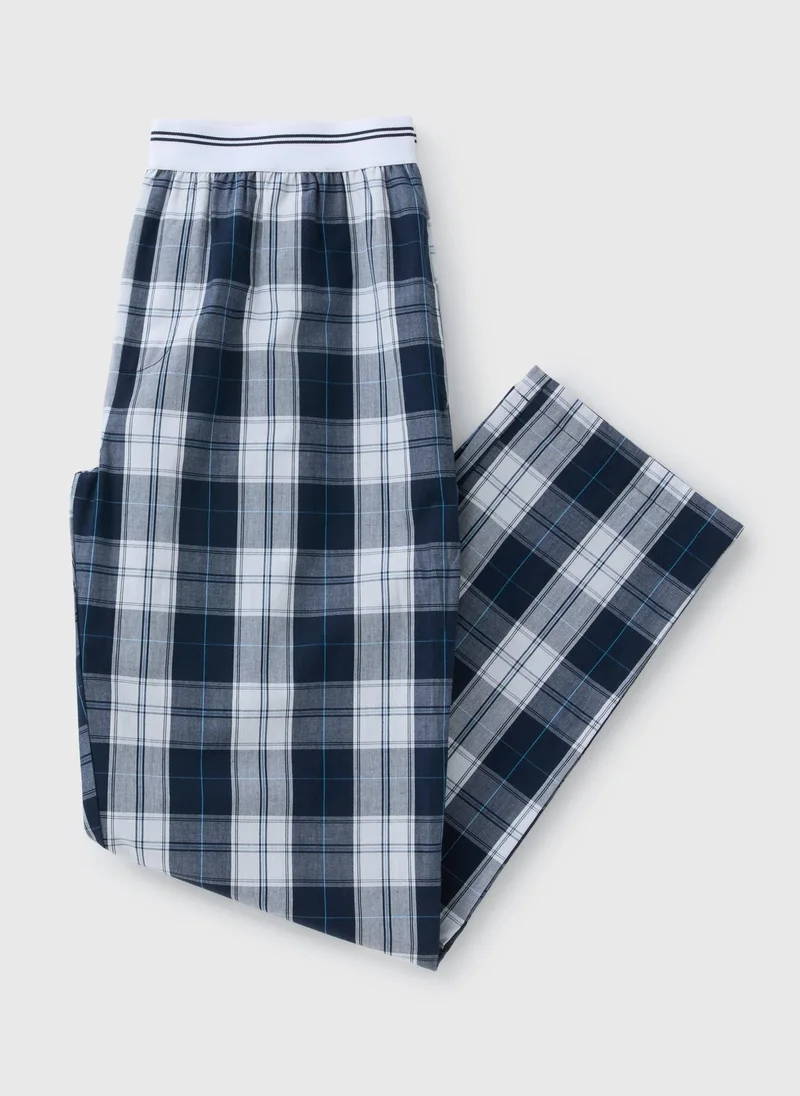 Matalan Navy Woven Check Pyjama Bottoms