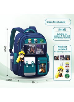 Kapibala Children's Schoolbag For Boys And Primary School Students Three To Six Large Capacity Boys To Reduce The Burden Of Ridge Protection Grade One Or Two-Color:Small Green  Grades 1-2-Size:School Bag + Accessories + Pencil Case