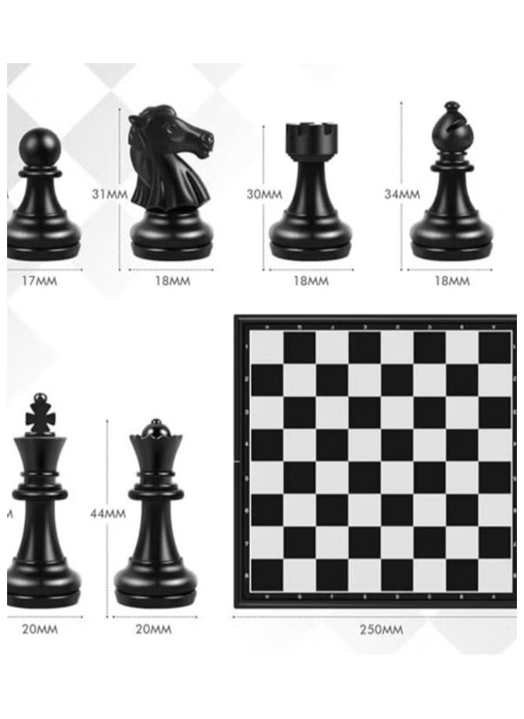 null - Peradex Chess Game Folding Magnetic Chess Board for Children Age 6 Black and White 25 x cm - Image 1