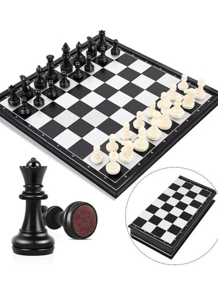 null - Peradex Chess Game Folding Magnetic Chess Board for Children Age 6 Black and White 25 x cm - Image 1