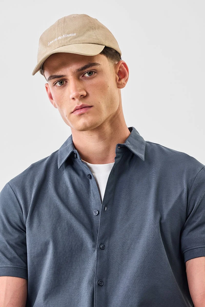 سنيتش قميص أزرق رمادي بقصة عادية