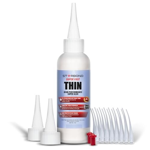 Starbond Super Fast Thin, Premium Instant CA (Cyanoacrylate Adhesive) Super Glue Plus Extra Cap and Microtips, (for Woodturning, Pen Turning, Hobby, Stabilizing, Finish, Inlay) (4 Ounce) - Image 1