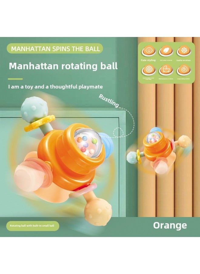 Manhattan Ball Spinning Ball Toy Baby Puzzle Early Education Sucker Hand Grab Ball Training Baby Grab-Color:6084e Manhattan Rotating Ball (four-way)  - Image 1