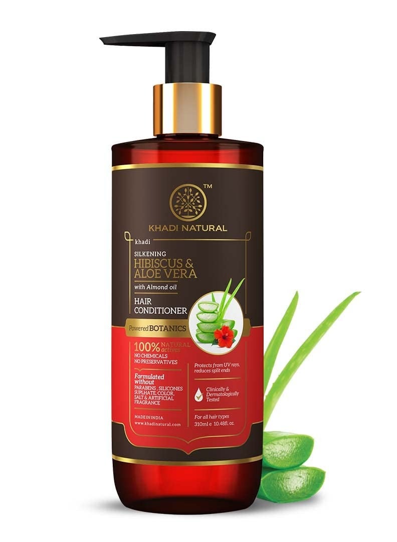 KHADI NATURAL Hibiscus and Aloe Vera Hair Conditioner Frizz Free Hair Improves Texture Control Hair Fall POWERED BOTANICS 310ML - Image 1