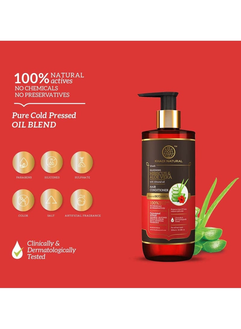 KHADI NATURAL Hibiscus and Aloe Vera Hair Conditioner Frizz Free Hair Improves Texture Control Hair Fall POWERED BOTANICS 310ML - Image 2