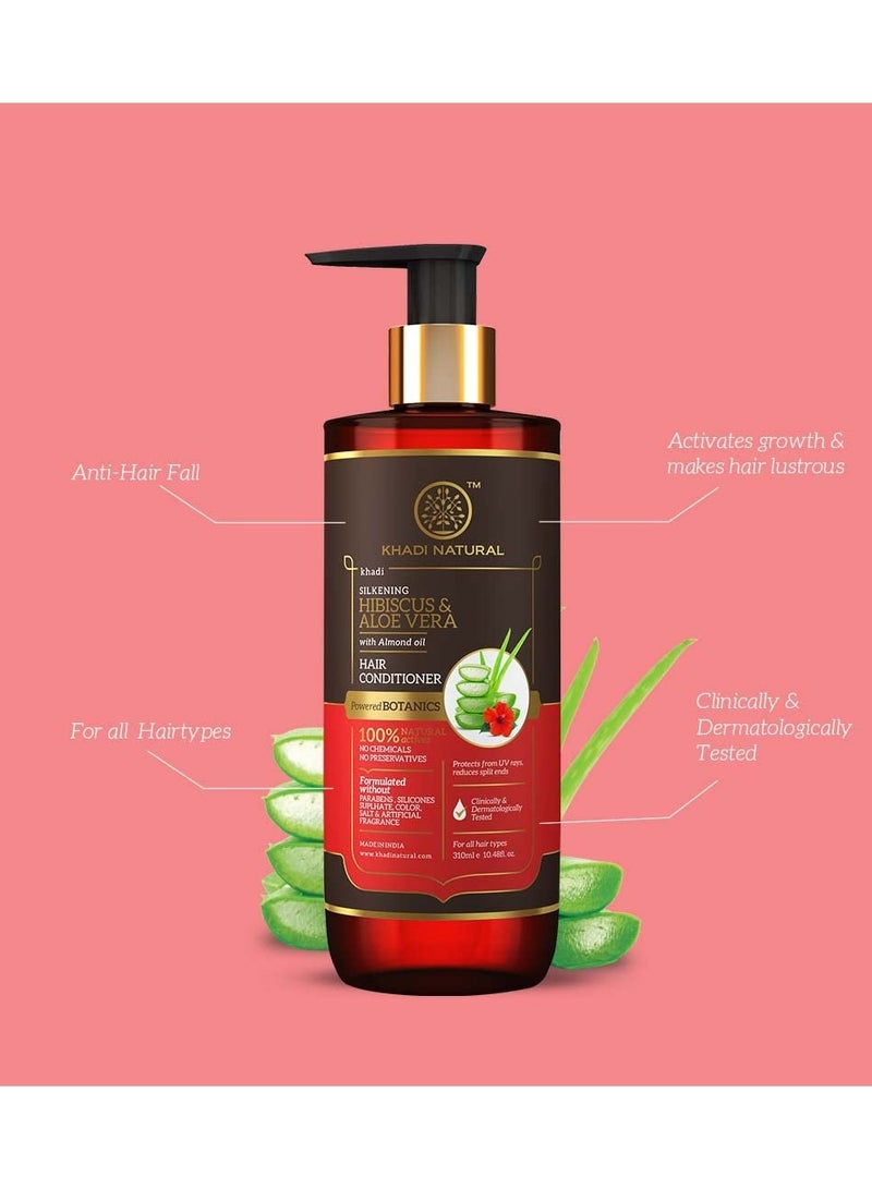 KHADI NATURAL Hibiscus and Aloe Vera Hair Conditioner Frizz Free Hair Improves Texture Control Hair Fall POWERED BOTANICS 310ML - Image 3