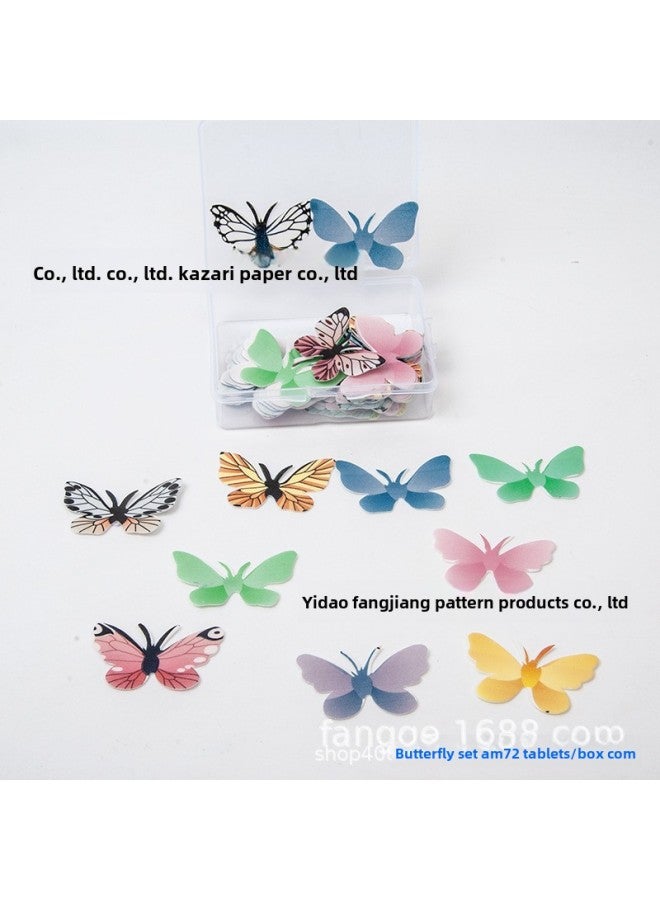 Forest Animal Park Glutinous Rice Paper Cake Decorating Stickers Edible Wafer Paper Printed Fruit Plate Decorations-Color:Edible-Specifications:Butterfly With Beard 72 Pieces - Image 1