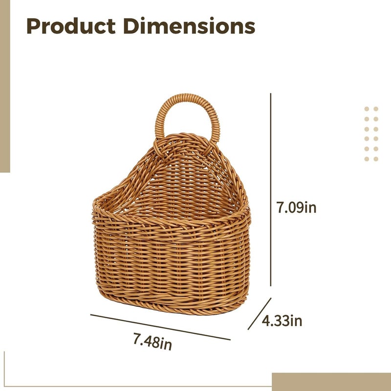 Wicker Baskets Wall Hanging 2 Pcs, Oval Design Brown Pp Storage, Kitchen Home Hanging Storage, Wall Storage Baskets - Image 3