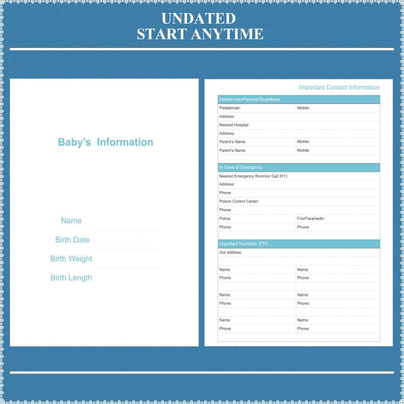 Tiankool Baby's Daily Care Planner - A5 Newborn Baby Log Book for Tracking Daily Routine, 152 Easy-to-Use Pages to Monitor Nursing, Sleep, Feeding, Diapers, Pumping, and More - Marine Blue - Image 4