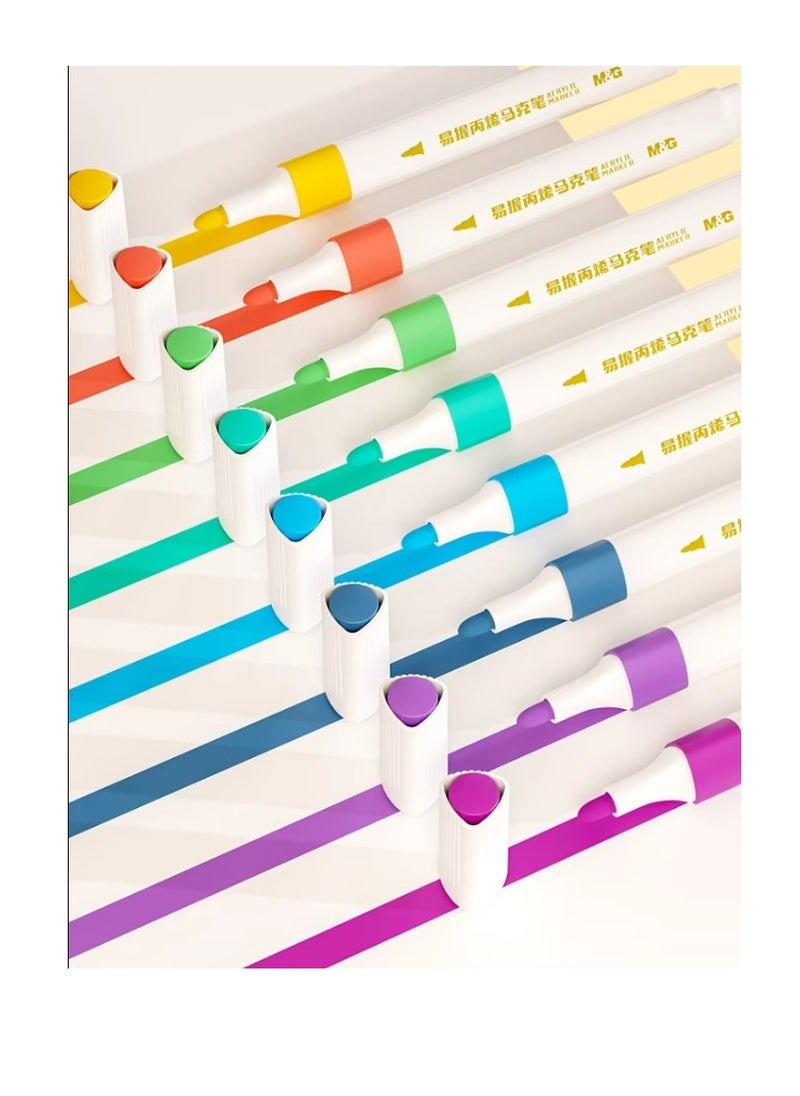 M&G M&G Chenguang Acrylic Marker Permanent Triangle 12 Colors - No:APMT80A7  - Image 3