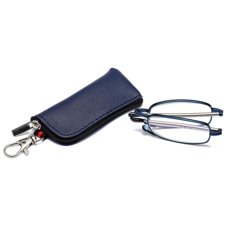 OWTXIS Folding Reading Glasses for Men Women Keychain Compact Readers Blue Light Portable Pocket Eyeglasses Blue 125