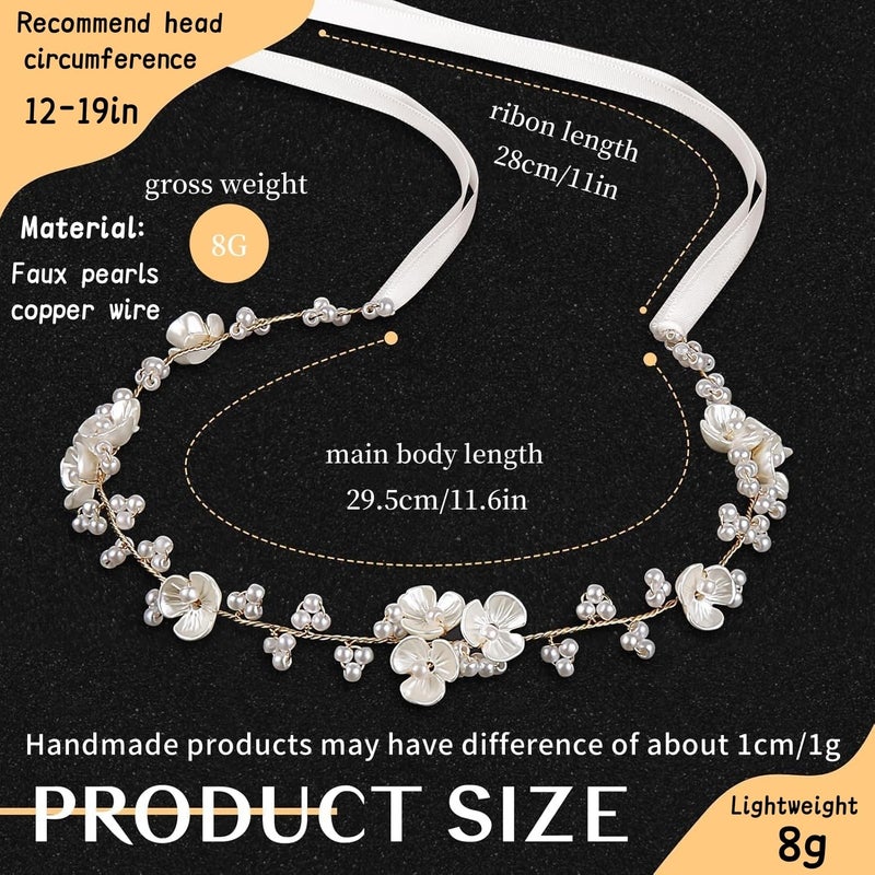 Tanfeine Flower Girl Hair Accessory, Pearl Headpiece for Girls and Women, Wedding, Birthday, Party, and First Communion - Image 2