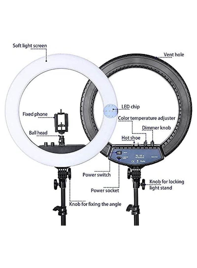 RL 21 LED Soft Ring Light with 3 Mobile Phone Holder 3 Mode Light With Ring Light Tripod Stand - Image 3