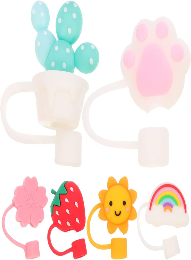 Garneck 6 قطع من أغطية أغطية القش من GARNECK، غطاء من أطراف القش المصنوعة من السيليكون، سدادات شفاطة للشرب قابلة لإعادة الاستخدام، سدادات مقاومة للغبار، غطاء حماية (نمط مختلط)