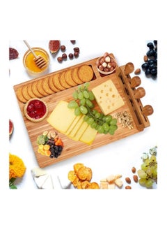 Cuisine Art Organic Bamboo Cheese Cutting Board & Knife Gift Set - Wooden Serving Tray for Charcuterie Meat Platter, Fruit & Crackers with 4 Cheese Knives  - Image 5